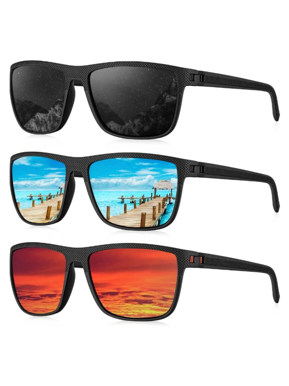 Polarized Sunglasses Men Lightweight UV400 Rectangular Driving Fishing Golf